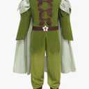 Vibrant Frog Prince Full Costume Set Includes Top Pants Cape Covers Crown Teen Adult Dress Up Halloween S