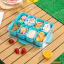 WACOI Divided Snack Serving Tray with Lid and Handle Travel Snackle Charcuterie Container Portable Storage Organizer for Candy, Fruits, Nuts, Snacks, Party, Picnic (1pack, Lake blue)