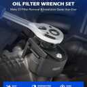 Orion Motor Tech 2 pc. Oil Filter Removal Tool, 60-80 mm & 80-105 mm Adjustable Oil Filter Wrench, Oil Filter Removal Tool, 1/2" & 22 mm Drive Universal Oil Filter Wrench, Black