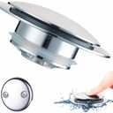 Chrome Bathtub Drain Stopper,Welsan Universal Pop Up Tub Drain Stoppers Replacement Tip Toe, Lift and Turn with 2-Hole Overflow Face Plate Cover and EZ Bath Tub Plug (Chrome Plated)