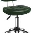BFTOU Square Minimalist Swivel Stool with Wheel for Work SPA Shop Massage Height-Adjustable and Cost-Effective Rolling Stool Chair with Back (Green)