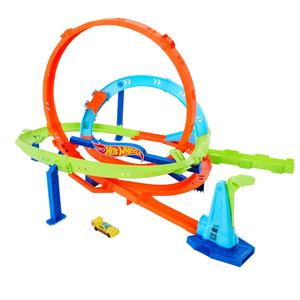 Hot Wheels Toy Car Track Set, Action Loop Cyclone Challenge Track Set, 2 Ways to Play & Easy Storage, with 1:64 Scale Toy Car