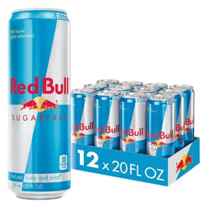 Red Bull Sugar Free Energy Drink with 189mg Caffeine plus Taurine & B Vitamins, 20 Fl Oz, Pack of 12 Cans (EXP 07/24/27)