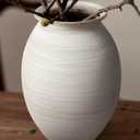 GeLive 9 Inch Textured Matte White Bulbous Ceramic Vase, Handmade Rustic Farmhouse Pottery, Boho Wabi Sabi Minimalist Neutral Centerpiece for Fresh & Dried Flowers, Living Room, Kitchen, Mantel Decor
