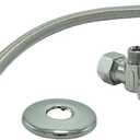 Toilet Connector Water Line Kit with 12" Length Long 3/8" COMP x 7/8" BC Toilet Connector Hose, 1/2 inch NOM Inlet x 3/8 inch OD Compression Outlet Angle Shut Off and Escutcheon Plate