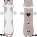 Cute Long Cat Plush Body Pillow, Kawaii Cat Plushie Toys Cuddle Cartoon Stuffed Animals Soft Kitten Throw Pillow Doll Gift for Kids Girls Boys (43.3", Grey)