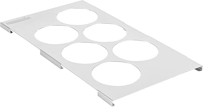 Restaurantware Squeeze Bottle Template Pack of 1 Stainless Steel 6 Hole Holder Top, 2.93" Diameter Fits 1/ 3 Size Food Pans, Dishwasher Friendly Integrated Lip Design Holder Top for Condiment Bottles