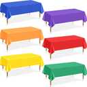 6Pcs Plastic Table Cloth Disposable, Assorted Color Rainbow Tablecloth Colorful Neon Rectangle Bulk Solid Table Cover for Birthday Wedding Graduation Picnic Fiesta Home Party Decorations54x72 Inch