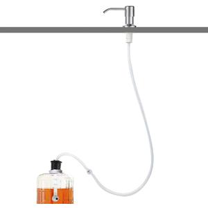 Commercial Kitchen Hand Soap Dispenser Pump, Brushed Nickel, Stainless Steel Liquid Soap Dispenser with 47" No-Spill Extension Tube