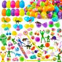 JOYIN 200Pcs Prefilled Easter Eggs with Assorted Toys Plus Stickers Inside, Easter Eggs Filled for Kids, Basket Stuffers, Egg Hunt, Party Favors, Classroom Prize Supplies