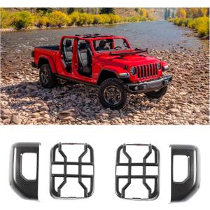 Hoolcar Tail Light Guards Rear Light Cover Protector for Jeep Gladiator JT 2018-2024, Carbon Fiber (Fit for Halogen Lamp)