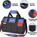 WORKPRO Tool Bag, 18 Inch Tool Bag with Waterproof Molded Base, Open Top Tool Organizer Bag with 20 Pockets, Adjustable Shoulder Strap