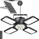 Solar Shed Light Outdoor Indoor, Upgrade 6500K 1200Lumen 174 LEDs Motion Sensor Pendant Light, 120Adjustable 4+1 Solar Powered Lights Camping Plants Garage Waterproof Remote & Timer (Black)