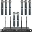 Phenyx Pro Wireless Microphone System, 8-Channel Wireless Mic, w/ 8 Handheld Dynamic Microphones, Auto Scan,8x40 UHF Frequencies, 328ft Range, Mics for Singing,Church, Karaoke(PTU-6000-8H)