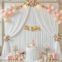 10x8ft White Backdrop Curtains for Parties Wrinkle Free Fabric Backdrop Curtain Wedding Photo Drapes Backdrop for Birthday Party Baby Shower Bridal Shower Photography Back Drop 2 Panels 5x8FT