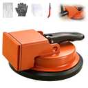 Heavy Duty Floor Gap Fixer Tool, 110LBS Suction Cup Floor Repair Kit with 5 Cuttable Pads, Grout Scraper & Gloves, Fits Minimum 4.8" Wide Wood Laminate LVP Vinyl Flooring (Orange)