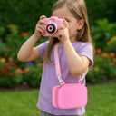 Kids Instant Print Camera Case for ESOXOFFORE Digital Video Cameras with 3 Rolls Paper Refill, Toddler Film Camera Storage Holder Bag with Mesh Pocket for Thermal Paper Accessories (Box Only) - Pink
