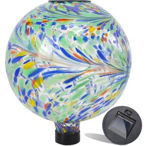 VCUTEKA Solar Gazing Ball, 10" Glass Gazing Balls Sphere with Solar Light for Garden Decor Lawn Outdoor Yard Decorative