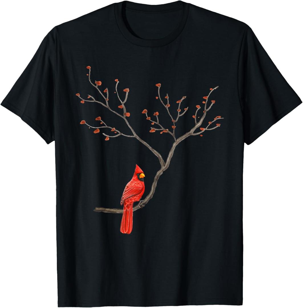 Red Cardinal Bird Lovers Birdwatching Birding Vintage T-Shirt