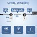 GANA 12V Low Voltage & Safe LED Outdoor String Lights,48FT 15 Shatterproof Bulbs, 2200K Warm White Pergola Lights for Your House's, Garden, Fence, Porch,Balcony,and Bistro