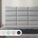 Art3d Peel and Stick Headboard for Twin in Grey, Pack of 4 Panels Sized 9.85" x 23.62", 3D Wall Panel, Upholstered