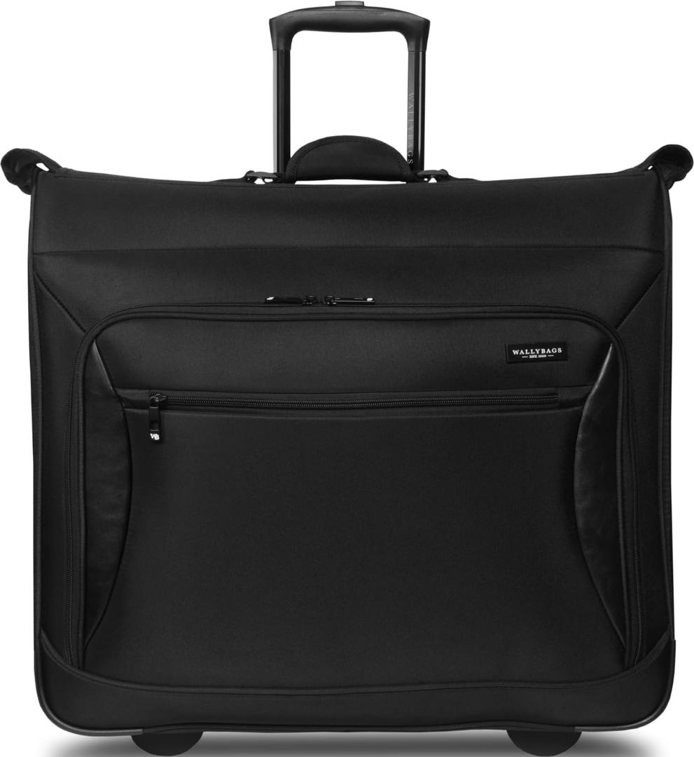 WallyBags Solutions Rolling Garment Bag, Multiple Hangers and Made for Men and Women (45-Inch Rolling, Black)