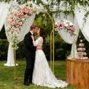 Arch Backdrop Stand, 7.2FT & 6FT Two-Piece Metal Arch Backdrop Set, Sturdy Balloon Garland Stand for Wedding, Party, Photo Booth, Ceremony, Birthday, Graduation Decorations