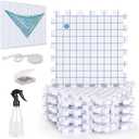 Katech Interlocking Blocking Mats for Knitting & Crochet Projects-Extra Thick Crochet Blocking Board for Crocheting with 100 T-Pins, Precise Grid-Knitting Blocking Mats and Pins-9 Packs(Extra Sprayer)