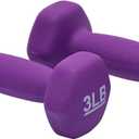 Amazon Basics Neoprene Dumbbell Hand Weights, Easy to Grip, 3 Pounds, Purple, Pair