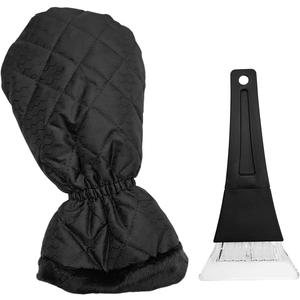Car Ice Scraper with Glove, Anti-Scratch Warm WITT, Car Windshield Frost Quickly Removal Tool, Comfortable Waterproof & Windproof Snow Scraper for Cars, Trucks, SUVs (Black)