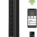 HOLMES 36" Smart WI-FI Connected Tower Fan, Alexa Fan, Voice Control, Oscillation, Digital Control Panel, Remote Control, 3 Speed Settings, 3 Modes, 15-Hour Auto-Shut Off Timer, Black Finish