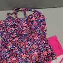 Tempt Me Women Tummy Control Tankini Swimsuit - Ruched Two Piece Bathing Suits Underwire V Neck Swimwear with Bottom 2026 (M, Pink Flower)