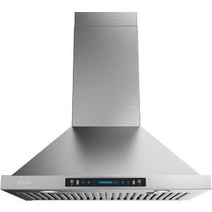 IKTCH 30-inch Wall Mount Range Hood 900 CFM Ducted/Ductless Convertible, Kitchen Chimney Vent Stainless Steel with Gesture Sensing & Touch Control Switch Panel, 2 Pcs Adjustable Lights(IKP02-30'')