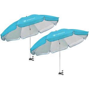AMMSUN XL Chair Umbrella with Universal Clamp Adjustable 47 inches and 360-degree Swivel UPF 50+, Portable Clamp on Camping or Beach Chair, Stroller, Wheelchair, Golf cart, Bright Blue, 2 PACK