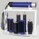 Acrylic Storage Holder Compatible with Dyson Airwrap Styler Accessories with Cord Hanger, 6 Holes Stand Organizer Holder for Curlers Diffuser for Bathroom