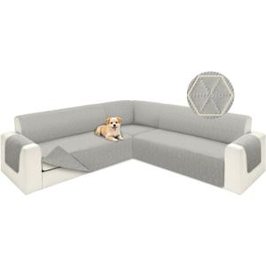 ALIECOM Corner Sectional Couch Covers L Shape Sofa Covers Washable Reversible Sectional Slipcover U Shape Pet Dogs Universal Furniture Protector with Elastic Straps (Light Gray, X-Large)
