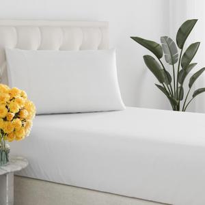 Sleepy Town Twin Size Bed Sheets - 2 Piece - NO Flat Sheet Included - Twin Sheet Set - Soft, Comfy & Cooling - Easy Care - Wrinkle & Fade Resistant - Brushed Microfiber - Deep Pocket Sheets (White)