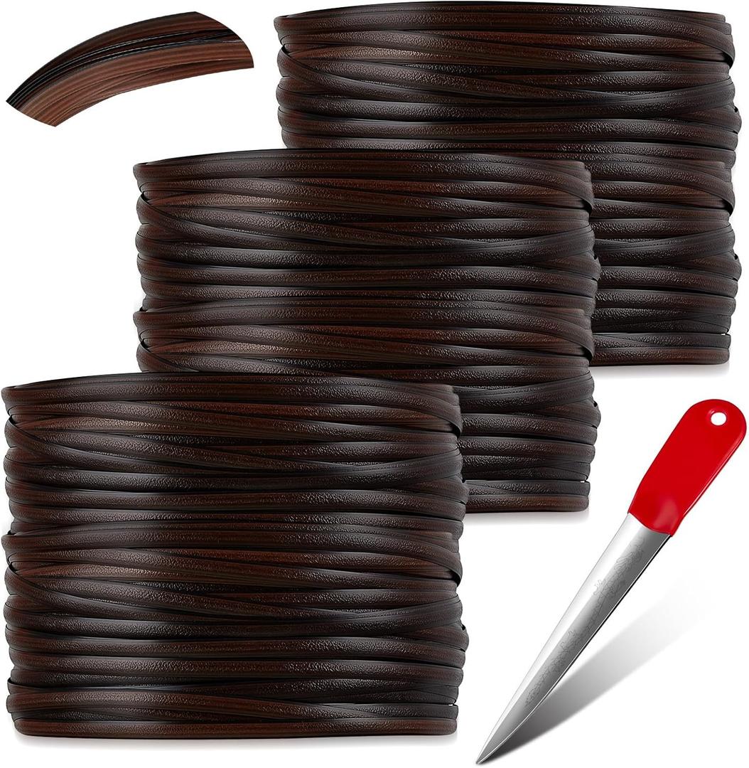 Kigley 3 Pcs Wicker Repair Kit with Weaving Tool for Rattan, Plastic, and Gradient Rattan Material - Patio Furniture, Sofa, Chair, Basket (Coffee Brown)