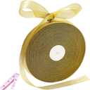 100 Yards Gold Glitter Ribbon 1 Inch, Sparkly Width Solid Fabric Ribbon for Gift Wrapping, Crafts, Holiday Wedding Birthday Party Decoration Flower Bouquet, Metallic Gold Ribbon Roll