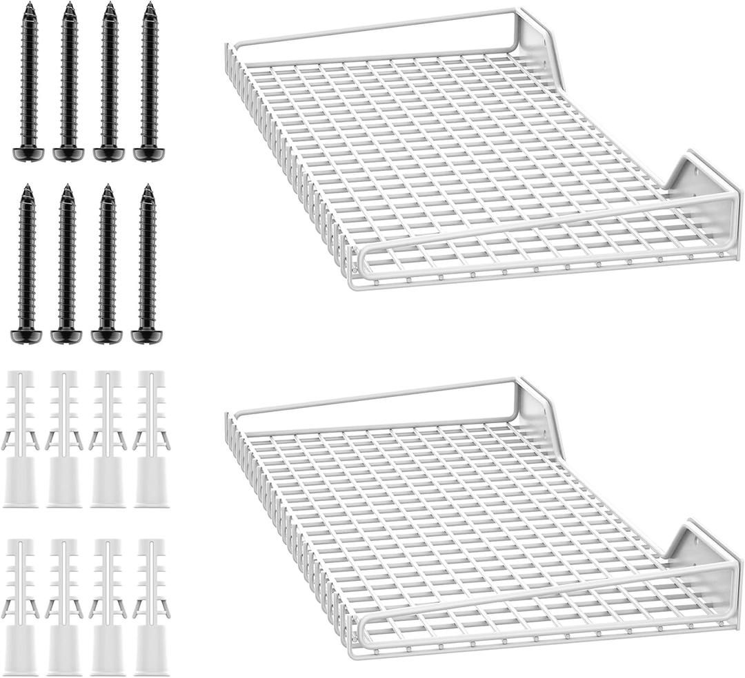 TORACK 2 Pack Wall Mounted Storage Shelves, 23.5" x 12" Wall Shelf for Garage, Closet, Laundry Room, Heavy Duty Garage Wall Shelving, Holds Up to 65 lbs(White)