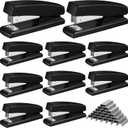 Marspark 10 Pcs Stapler for Desk Office Staplers Bulk with 6000 Staples 25 Sheet Capacity for School Office (Black)