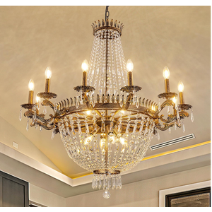 Wellmet Bronze Vintage French Empire Crystal Chandelier, 37" Dia x 41" H