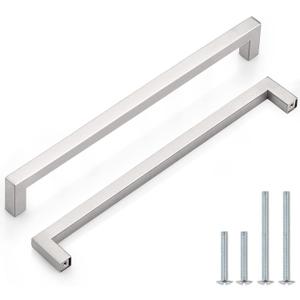 Probrico 10 inch Hole Center Satin Nickel Square Bar Kitchen Cabinet Pulls Stainless Steel Drawer Handles Modern Kitchen Wardrobe Bathroom Cabinets Cupboard Dresser Door Hardware,30 Pack