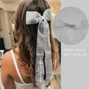 JoyChoi Bachelorette Party Accessories for Bride Bride Sash, Veil & Bow Hair Clip Cute Bridal Shower Decorations, Wedding Outfit Add-Ons & Engagement Favors Gifts (White)