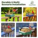 Kingsyard Clamp-On Deck Bird Feeder 11in Hexagon, Adjustable Balcony Railing Clamp 2.2in No-Drill, Recycled Plastic Seed Tray Metal Mesh Drainage Easy-Clean 3 lb,Blue
