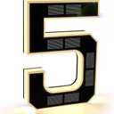 ISUNMEA 9 Inch Solar Lighted House Numbers for Outside, Light Up Waterproof LED Address Numbers Signs for Houses, Large Personalized Illuminated Exterior Modern House Numbers Light (5-Black, 9IN)