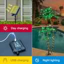 LIGHTSHARE Lighted 6FT Gorgeous Palm Tree 3Trunks Artificial Palm Tree 203LED Lights for Decoration Outdoor and Indoors Tiki Bar Christmas Patio Pool-Solar