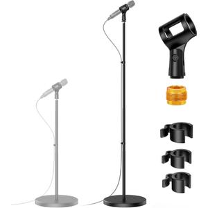 InnoGear Telescopic Mic Stand, Height Adjustable from 22" to 68" Microphone Stand Floor Weighted Base Boom Mic Arm Stand for Blue Yeti HyperX QuadCast SoloCast Shure SM58 Samson Q2U Fifine K669B