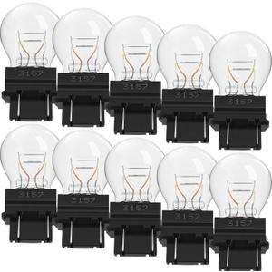 Mudder 10 Pcs 3157 Bulb Tail Light Bulbs Mini Miniature Turn Signal Applications Long Life Taillight Replacement, Plastic Base Automotive Brake for Parking, Side Marker (White)