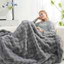Litanika Faux Fur Throw Blanket for Couch, Fuzzy Soft Plush Thick Bubble Blanket for Sofa Bedroom Living Room,50 * 60 Inches Light Grey